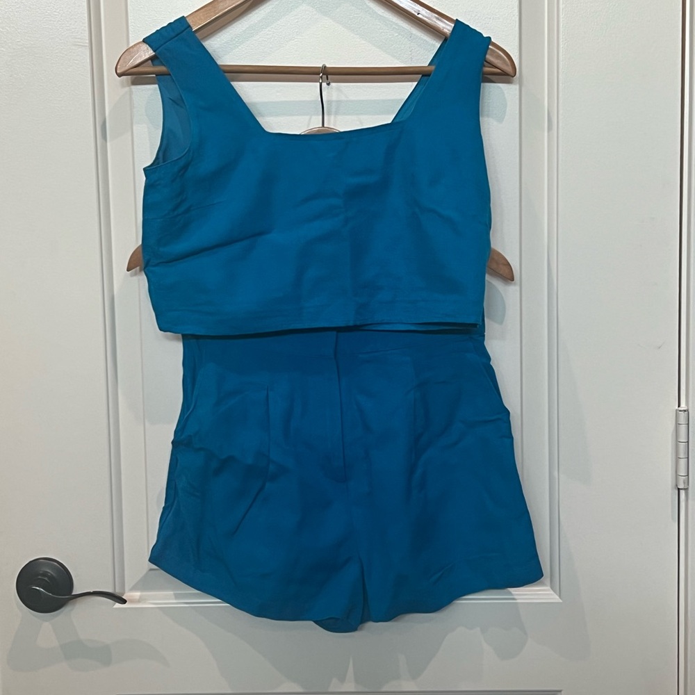Blue Crop Top and Shorts Set